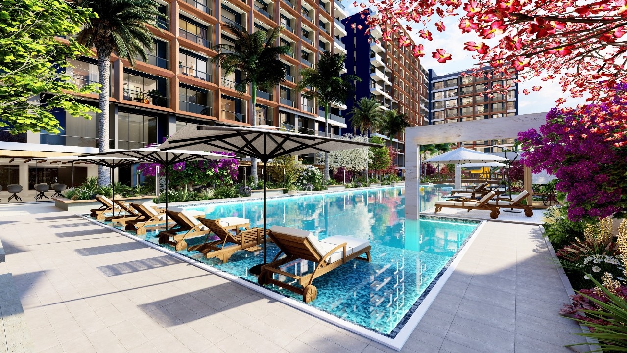 Modern Mountain View 1+1 Apartment with Pool & Fitness, Mersin - Tömük