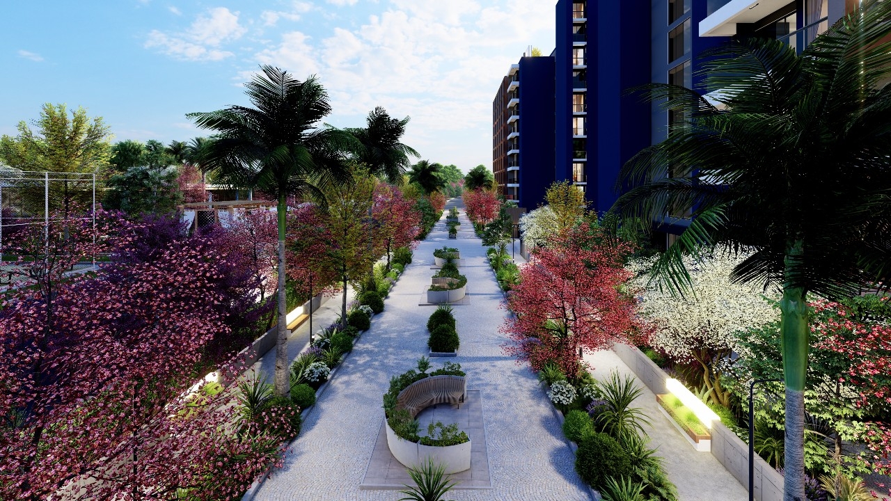 Modern Mountain View 1+1 Apartment with Pool & Fitness, Mersin - Tömük