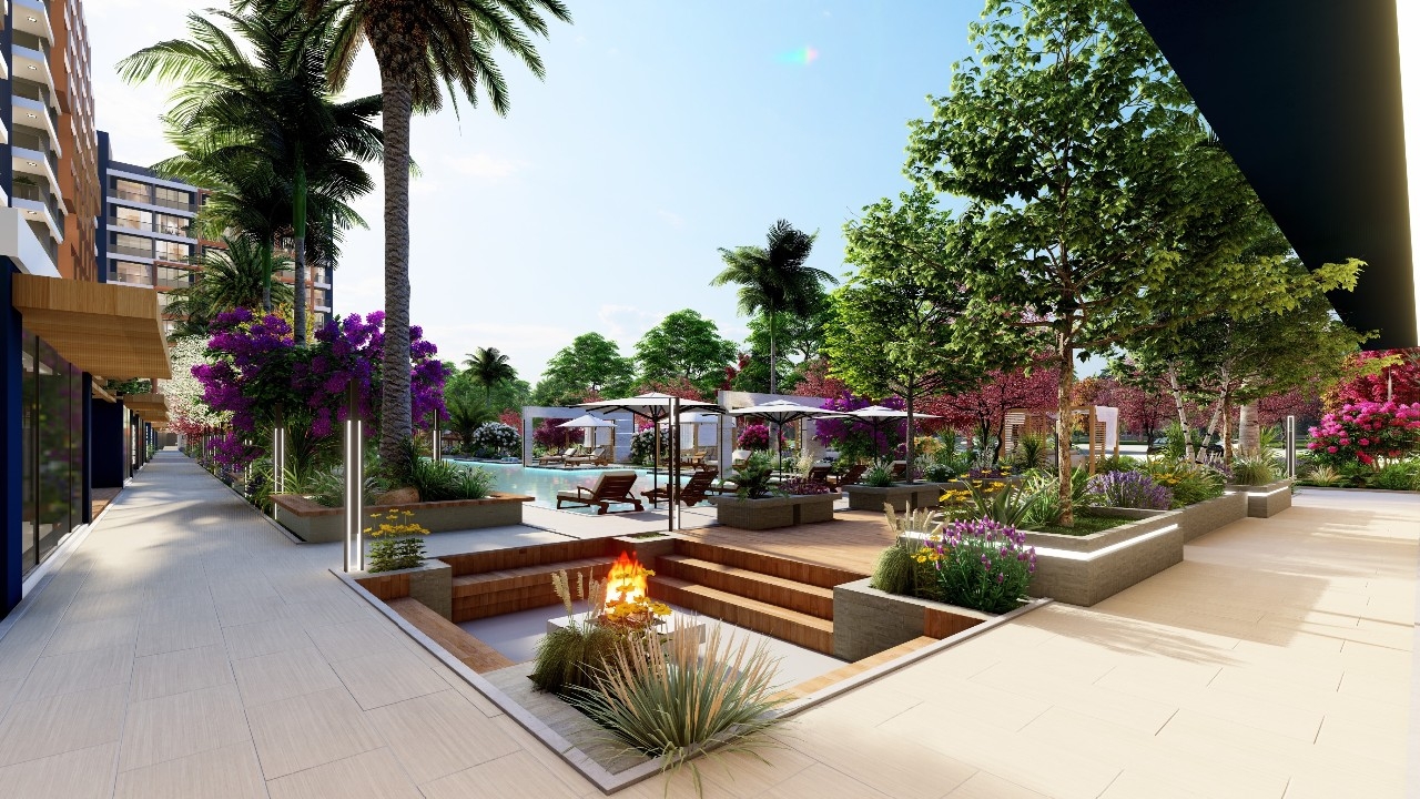 Modern Mountain View 1+1 Apartment with Pool & Fitness, Mersin - Tömük