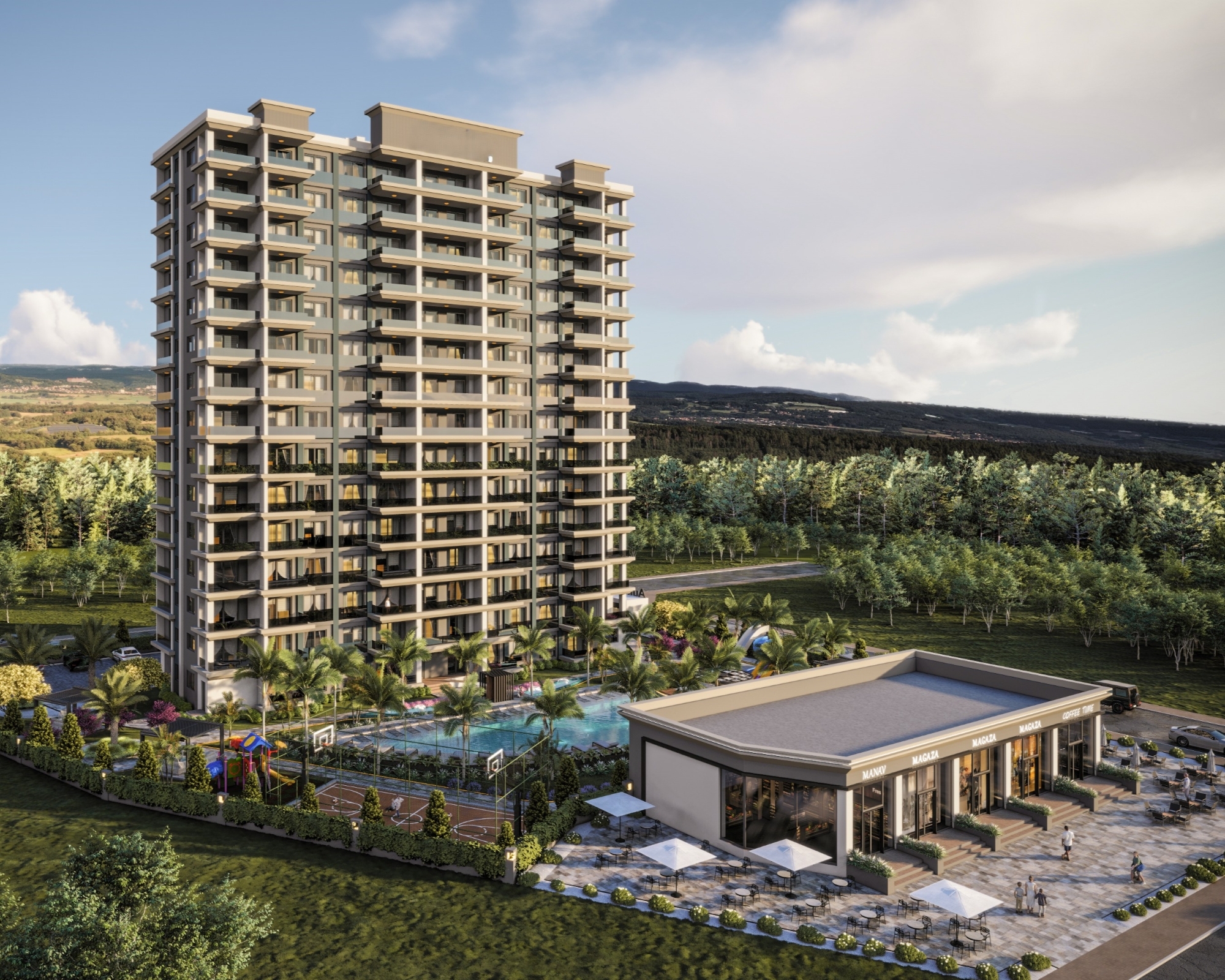 Luxury 1+1 Apartment with Sea and Mountain Views in Cesmeli, Mersin