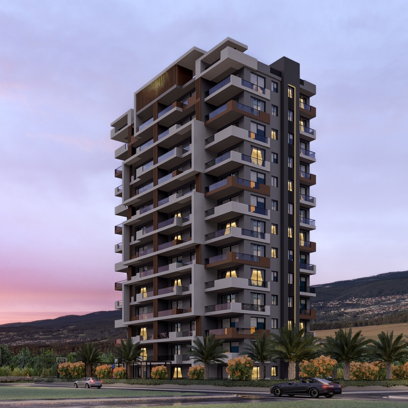Bergblick 1+1 Wohnung in Tomuk, Mersin
