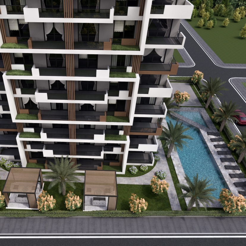 Bergblick 1+1 Wohnung in Tomuk, Mersin