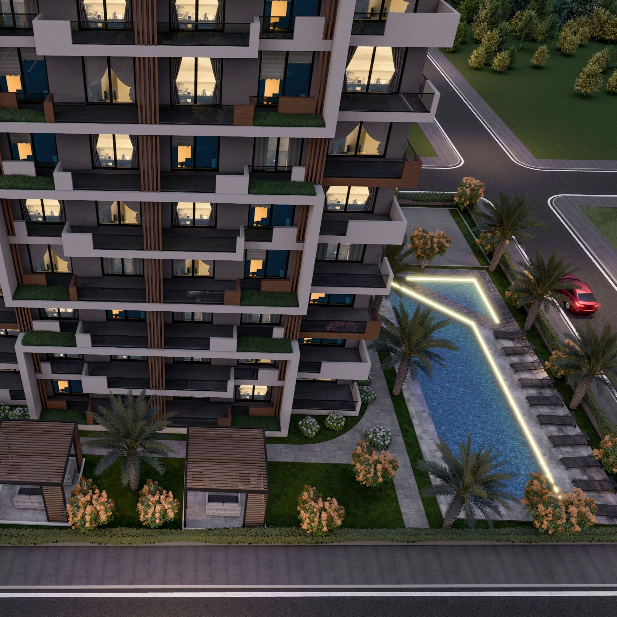 Bergblick 1+1 Wohnung in Tomuk, Mersin