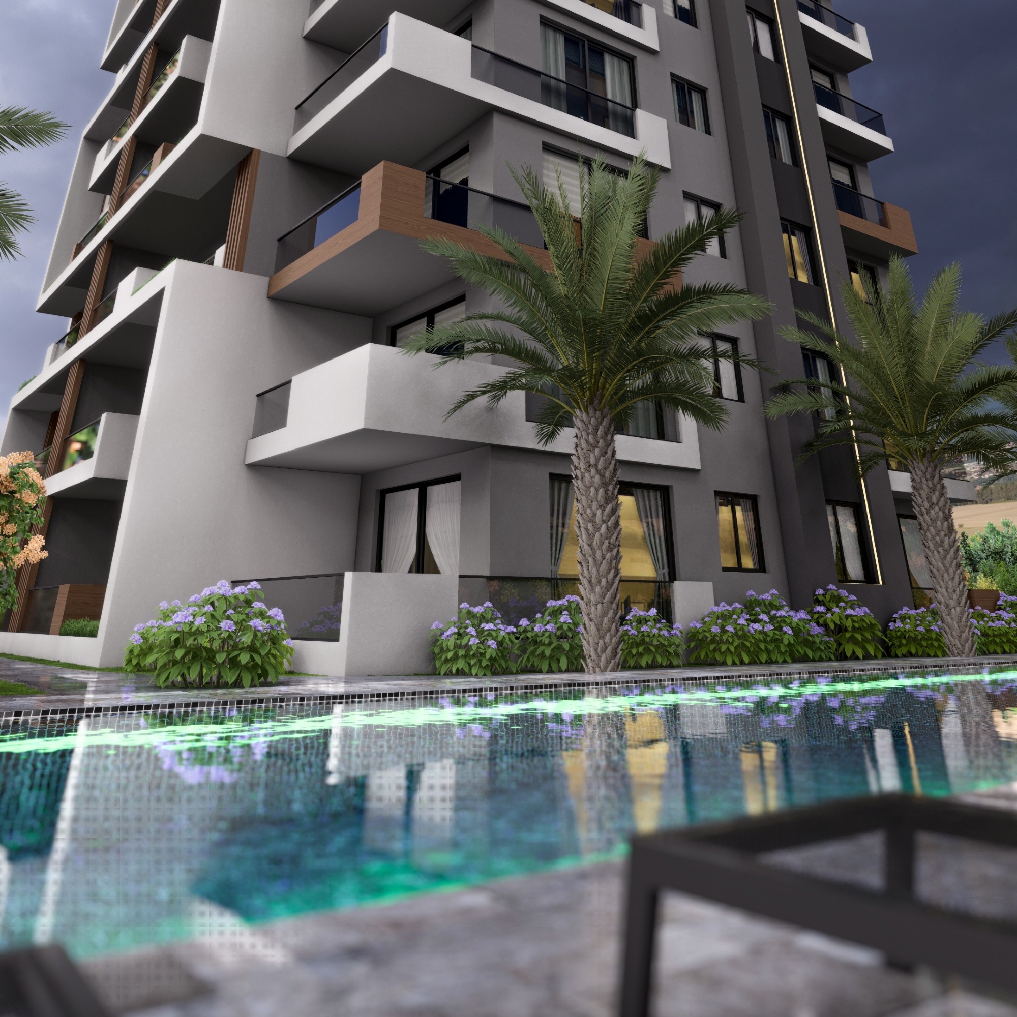 Bergblick 1+1 Wohnung in Tomuk, Mersin