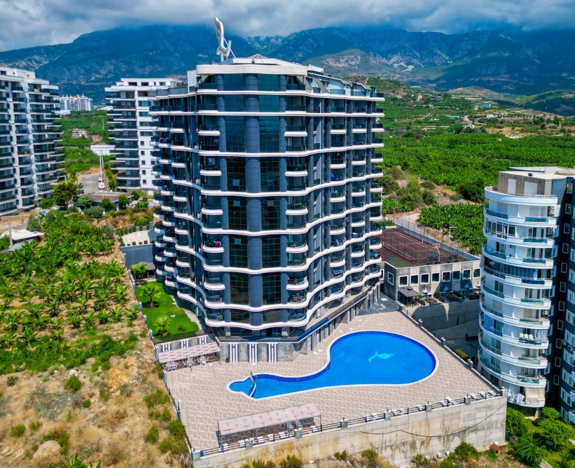 Ylellinen 2+1 asunto meri- ja vuorinäköalalla Mahmutlarissa, Alanyassa