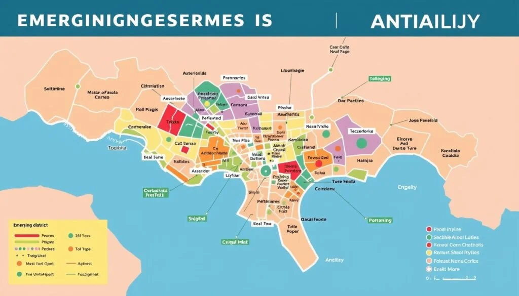 An image of a map highlighting emerging districts in Antalya