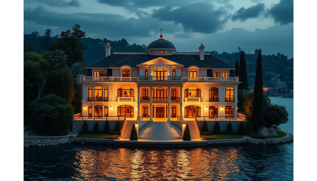 Generate an image of a luxurious Bosphorus villa