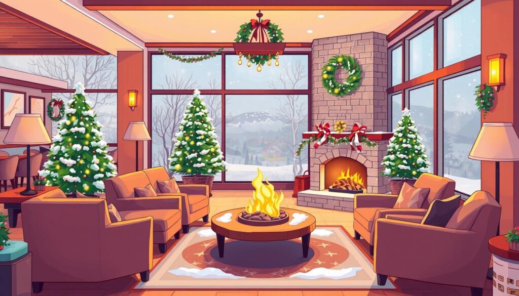 Image of a cozy Alanya hotel lobby in winter