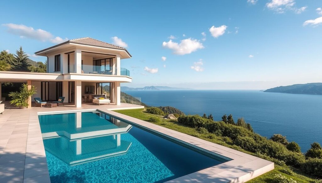 Image of a luxurious villa with a private pool and sea views in Mersin, Turkey