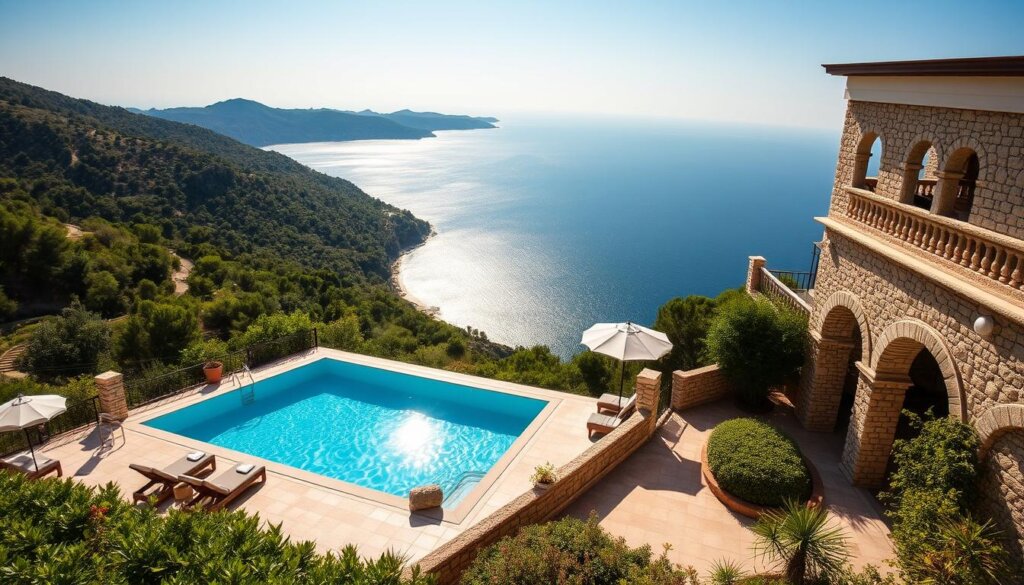 Private pool with sea view property