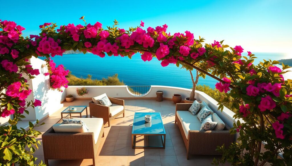 villa terrace with sea views